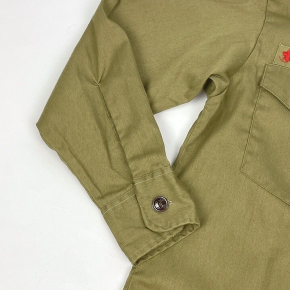 Vintage Olive Green BSA Boy Scout Uniform Shirt Long Sleeve 12 Neck Tenderfoot - Picture 4 of 16